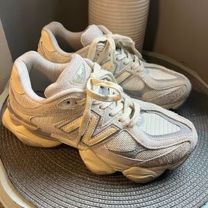 New Balance 9060 Suede Sneakers in Cream and grey